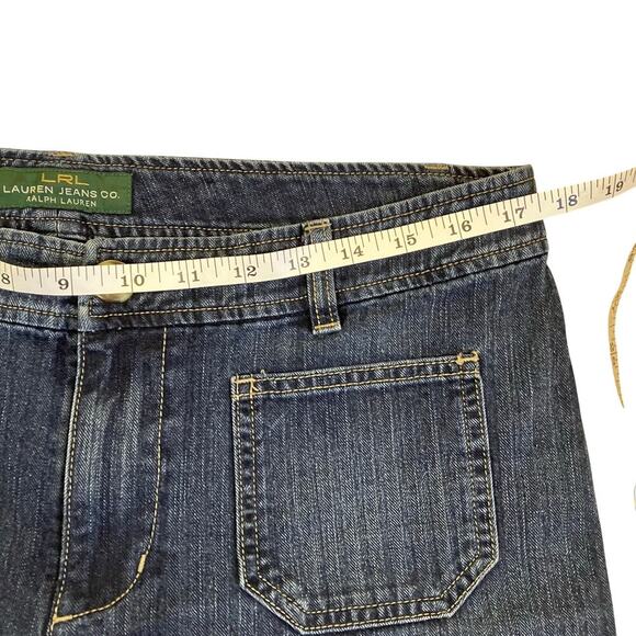 L-Ralph Lauren Sz 10 Y2K Blue Pinstriped Relaxed Wide Leg Jeans Patch Pockets - Picture 12 of 16